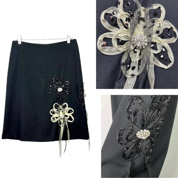Ruth by Anthropologie skirt with ribbon appliqué flowers - size 4 - Picture 11 of 15
